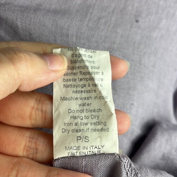 Charlie B Lavender Linen Sequin Button Front Lace Blouse Top Italy Size S - Picture 12 of 12